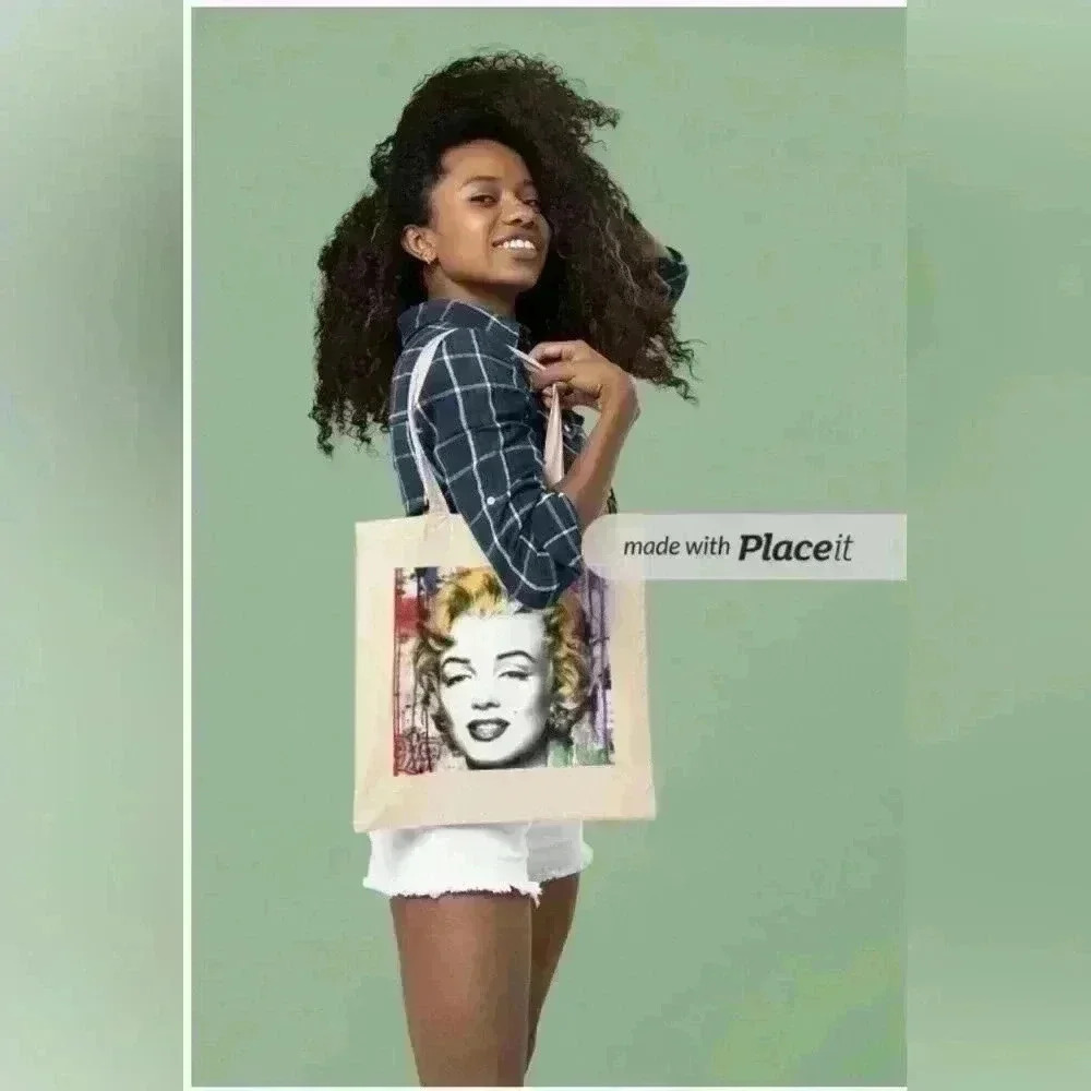 Marilyn Monroe pop art grunge vintage inspired art recyled tote bag - Picture 2 of 4
